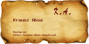 Krausz Absa névjegykártya